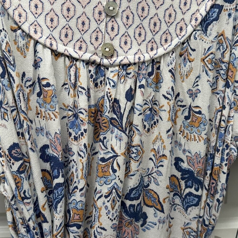 Lucky Brand Dress Peasant Cowgirl Paisley Blue White Cottage Core NEW - Picture 7 of 11